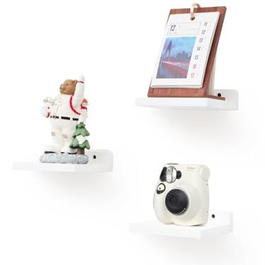 Imagem de NIUBEST Pequena prateleira flutuante, bordas de exibição de 12 x 15 cm para parede, mini prateleiras, prateleira de madeira rústica para quarto, sala de estar, banheiro, cozinha (3, branco)