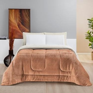 Imagem de Cobertor QUEEN size FOFÃO Gigante Lã Manta Sherpa Edredom Grosso Coberdrom frio intenso (Apricot)