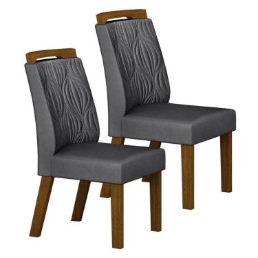 Imagem de Cadeira para Mesa de Jantar Ilhéus MDF Kit 2 Peças Joli Chumbo - Leifer Móveis