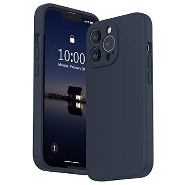 Imagem de SURPHY Capa para iPhone 13 Pro com protetor de tela, 13 capas de telefone de silicone líquido Pro (proteção da câmera e forro de microfibra macia), azul meia-noite