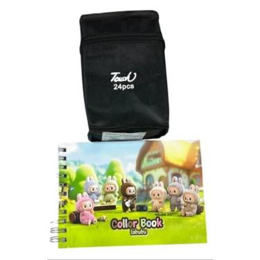 Imagem de 1 Livro De Colorir Labubu 50 Páginas Capa Dura + Kit 24 Canetinhas