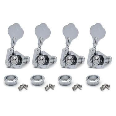 Imagem de MAXCHEER Guitar Bass Tuners 4R Bass Guitar Tuning Keys, Headstock De Proporção 1:24, Cabeça De Máquina Selada, Substituição Para Baixo Elétrico De Jazz Ou Instrumentos De Precisão (Cromado)