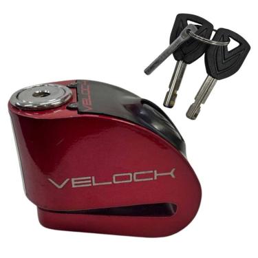 Imagem de Trava Disco Freio Moto Antifurto Cadeado Vermelha Sem Alarme