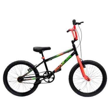 Imagem de Bicicleta Aro 20 Freestyle BMX Infantil Quadro Reforçado Freios V-Brake (Preto/Laranja)