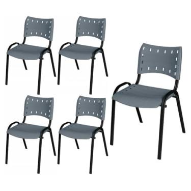 Imagem de Kit 5 Cadeira Iso Base Preto Igreja, Escola, Escritorio Cinza