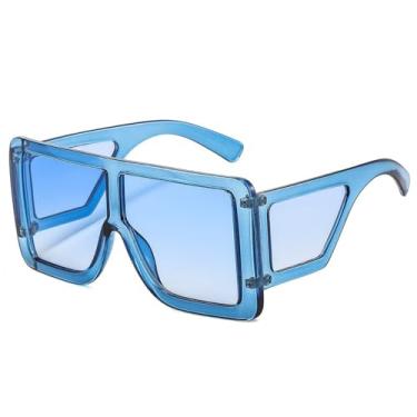 Imagem de Óculos de sol Goggle Óculos grandes femininos Óculos da moda Rosa Cinza Óculos de sol masculino Retro Óculos UV400,C4 Azul,Azul,Tamanho único