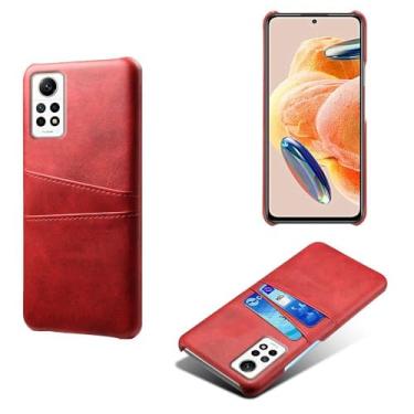 Imagem de Capas Compatível com Xiaomi Redmi NOTE 12 PRO 4G,Caso de couro PU-Tampa de telefone a prova de choque com 2 slots de cartão,Proteção anti-impressão digital e anti-gota-Red