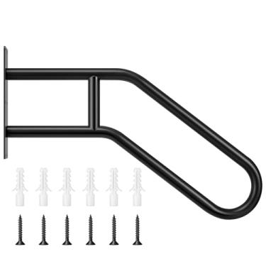 Imagem de VIVOSUN Corrimão Externo, Escada De 3 Degraus 70 Cm X 47 Cm, Serve Para 1 A 2 Degraus, Ferro Forjado Em Formato U, Segurança Montado Na Parede Concreto, Montagem Um Degrau Varanda, Preto