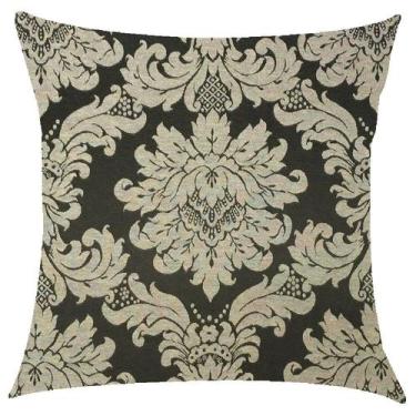 Imagem de Capa de Almofada em Jacquard Medalhão Preto e Crú 43x43cm - Sua Casa D