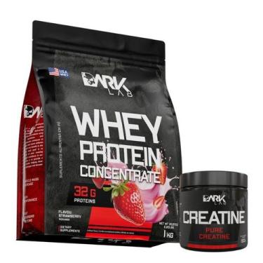 Imagem de Creatina 150g e Whey Concentrado 1kg Dark Lab, Morango, único