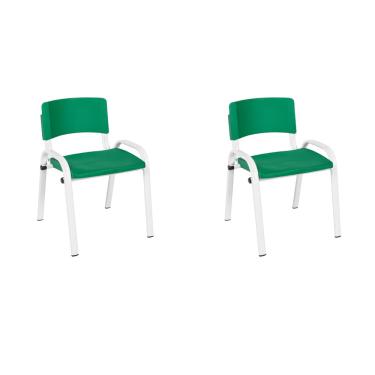 Imagem de Kit 2 Cadeiras Escolares ISO Infantil Base Branca Estrutura Metálica