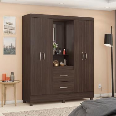 Imagem de Guarda Roupa Roupeiro Capelinha 04 Portas Lord Café Touch Demóbile