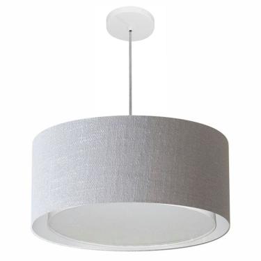 Imagem de Lustre Pendente Cilíndrico Duplo Md-4294 Cúpula em Tecido 50x25cm Rustico Cinza - Bivolt