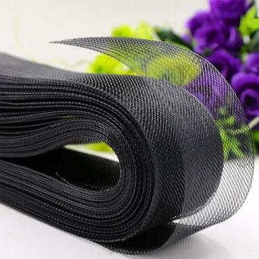 Imagem de Abbaoww Trança de crina de cavalo preta rígida, 7,6 cm de largura, 25 metros para costurar, vestidos de casamento, acessórios para modelar e aparar