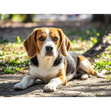 Imagem de YL Mainland Diamond Art Beagle 5D Kits de pintura de diamante DIY contas redondas completas por número mosaico bordado artes e artesanato para parede de casa, sala de estar, decoração de quarto 12 x