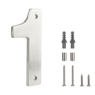 Imagem de HASWARE Sinal de número de casa flutuante para casa - 5 polegadas moderno, numeroso, instalação DIY fácil para poste e rua (prata, 1)