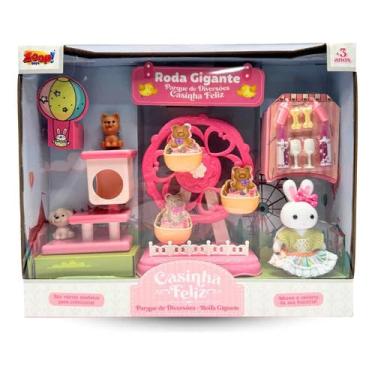 Imagem de Casinha Feliz Parque de Diversões com Roda Gigante, Articulado, Pets e Acessórios, Brinquedo Infantil
