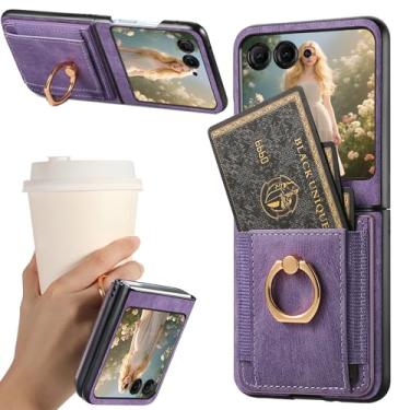 Imagem de Ephoou Capa carteira para Motorola Razr 2025/2024 com suporte elástico para cartão e suporte giratório de 360°, capa vintage de couro PU com suporte fino à prova de choque para Motorola Razr 60/Razr