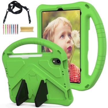 Imagem de Allytechgroup Capa infantil para Apple iPad mini 7 2024/iPad mini 6 2021 21.1 cm, capa de EVA durável à prova de choque com alça de ombro, leve e alça de ombro, verde