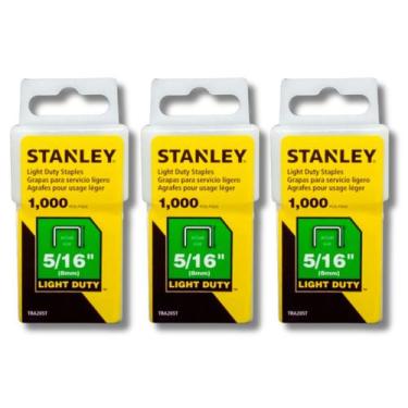 Imagem de Kit 3 Grampos Grampeador 8mm 5/16" Stanley Tapeceiro Marceneiro Pistol