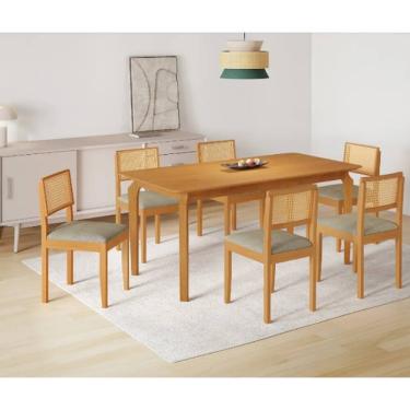Imagem de Mesa Alegra 6 Cadeiras Jade 1,80 Linho Cinza JCM - Cinamomo