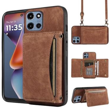 Imagem de Capa de telefone para Motorola Moto G 5G 2025 capa carteira com alça de ombro transversal, suporte fino para cartão de crédito de couro PU, acessórios para celular, bolsa flip para celular G5G 5 G G5