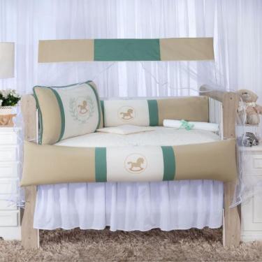 Imagem de Kit Berço Menino Horse 10 peças Americano 100% algodão Enxoval de Bebê