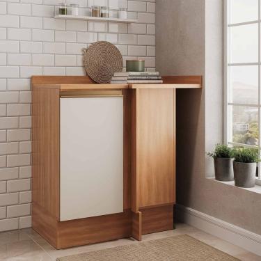 Imagem de Balcão Canto Reto 1 Porta com Tampo Aroeira Cabecasa Madeiramadeira Cinza Sereno/Cedro