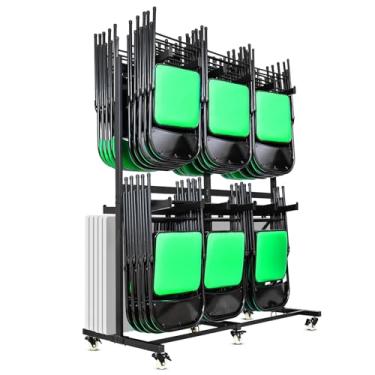 Imagem de Gliretiky Suporte dobrável de armazenamento para carrinho de cadeira, espesso, duas camadas, resistente, dobrável, para armazenamento com rodas de borracha de bloqueio que suportam capacidade de 362