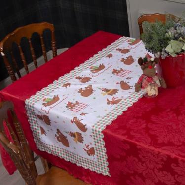 Imagem de Kit Toalha De Mesa Retangular Jacquard 3,00x1,50 (8 Lugares) + 1 Caminhos de Mesa (Decoração Natalina, Decorativa Para Natal) (CAPVRA NATAL)