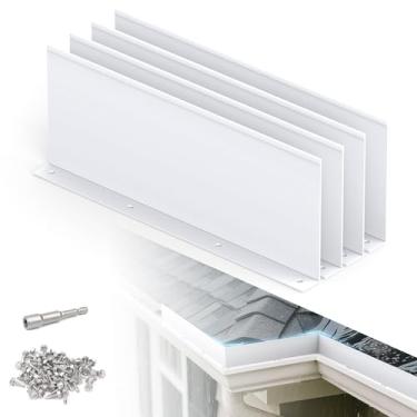 Imagem de Mxclimate Proteções contra respingos de calha de alumínio de 25 cm, desviador de chuva reto/canto para calhas de telhado, protetor de calha com parafusos, adequado para telhas/telhados planos (12)