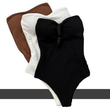 Imagem de Body Feminino sem alça Sem Alça Com Fecho Com Bojo Tecido Grosso 3D Bu