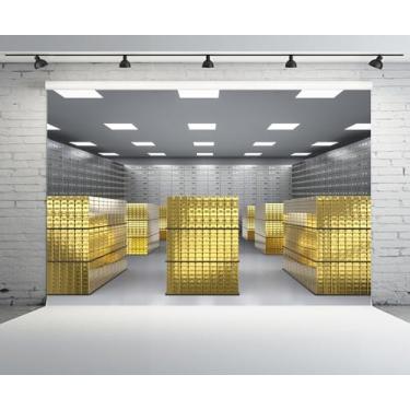 Imagem de CHNYWORK Cofre de banco de 2,1 x 1,5 m, banco de fundo do tesouro cofre ouro caixas de depósito seguro fundo ladrão ladrão festa decoração de aniversário retrato cabine de fotos adereços de estúdio