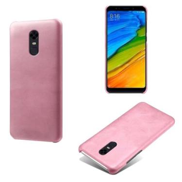 Imagem de Capa para Xiaomi Redmi 5 Plus,Proteção contra quedas,Casca de volta de cor sólida simples,Design de couro de imitação de plástico-Pink