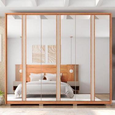 Imagem de Guarda Roupa Orbit Casal com 6 Portas de Bater com Espelhos e 4 Gaveta
