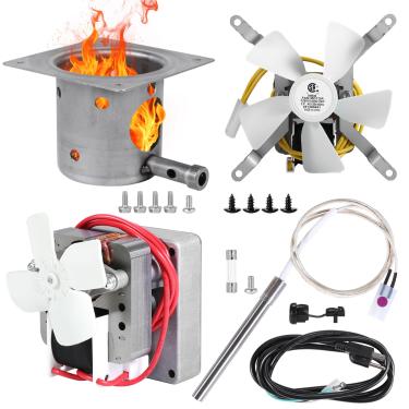 Imagem de Teonkeeys Kit completo de peças de reposição para Pit Boss, Traeger, motor helicoidal, ventilador de indução de churrasqueira, panela de queimadura de fogo, Ignitor Hot Rod com fusível, cabo de