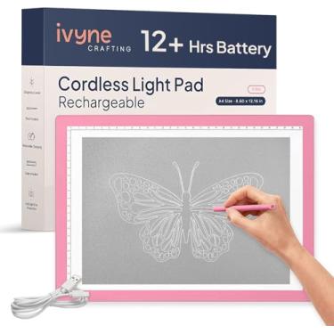 Imagem de iVyne Rechargeable Led Bright Ultra-Thin Light Pad A4 Powered by Lithium Battery for Cricut Vinyl, Weeding Tool, Drawing Crafting Box / Board for Tracing, Sketching & HTV - Pink