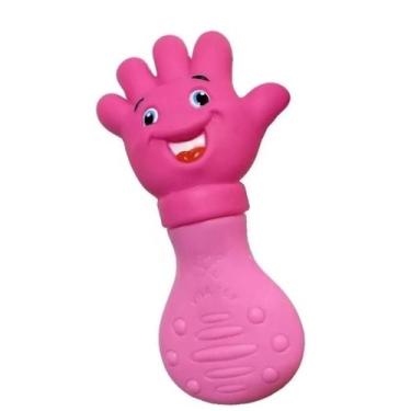 Imagem de Mordedor Sensorial Lavavel Atóxico Vila Toy Mãozinha Pézinho Azul Rosa