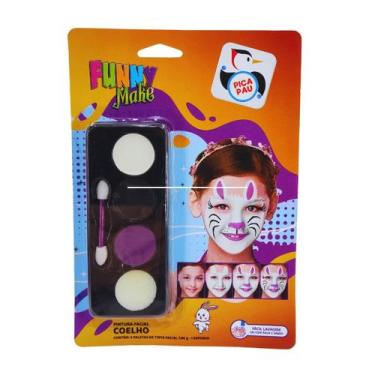 Imagem de Kit Pintura Facial Tigre Funny Make Pica Pau Branco Preto Amarelo - Pi