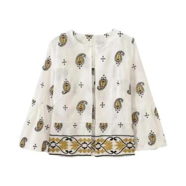 Imagem de Conjunto Casual Feminino 2 Peças - Camisa Bordada, Cardigan e Calça La