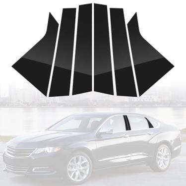 Imagem de LANZMYAN Kit de acabamento de janela B+C para janela de pilar compatível com Chevrolet, conjunto de adesivos de molduras de pilar de porta vinil adesivo decorativo para Impala 2014-2020 (preto