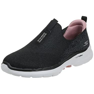 Imagem de Tênis Go Walk 6 - Glimmering, Skechers, Feminino, Preto / Rosa Choque, 39