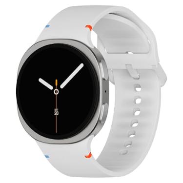 Imagem de Pulseiras esportivas compatíveis com Samsung Galaxy Watch 8/8 Classic, sem lacunas, de silicone macio com um clique, pulseira de substituição para Galaxy Watch 8 40 de 44 mm/8 Classic de 46 mm, branca