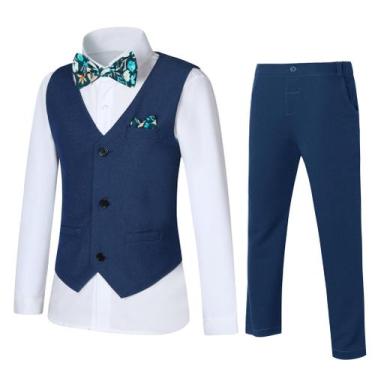 Imagem de Terno masculino DISAUR, calça e colete com camisa social e gravata