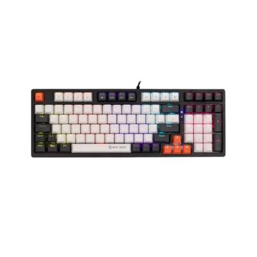 Imagem de Teclado Mecânico Gamer New Hero Arkana, RGB, Switch Blue, ABNT2, USB, Branco e Cinza