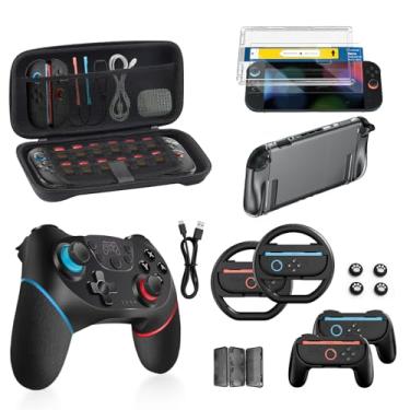 Imagem de Switch 2 Accessories Bundle for Nintendo, 16-in-1: Pro Controller, Dockable Carrying Case, Screen Protector, Thumb Grip for Joycon, Console Protective Cover Shell, Steering Wheel 2025 Switch2 Game Kit