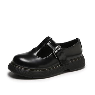Imagem de Sapato Oxford feminino Mary Jane Flat, Preto, 34