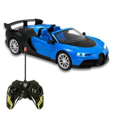 Imagem de Carrinho De Controle Remoto Esportivo Conversível Rápido Suspensão Farol Brinquedo Carro A Pilha 1:18 (Azul/Bug)