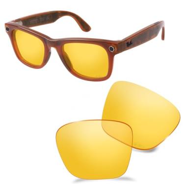 Imagem de AOZAN Lentes de reposição ANSI Z87.1 para óculos de sol RayBan Meta Wayfarer RW4008 53 mm, Amarelo de alta definição, RW4008 53mm