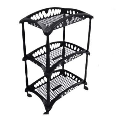 Imagem de Fruteira - Organizador Triplo Vertical 3 Andares Cestos Com Rodinhas Arquiplast - Preto